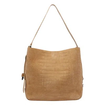 Hogan Suede Hobo Tote Adjustable Shoulder Strap In Nude