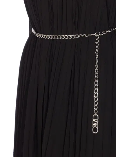 Michael Kors Pleated Georgette Shirtdress In Black