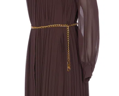 Michael Kors Pleated Georgette Shirtdress In Brown