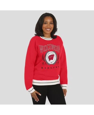 Wear By Erin Andrews Women's Red Wisconsin Badgers Seal Sweatshirt In Red