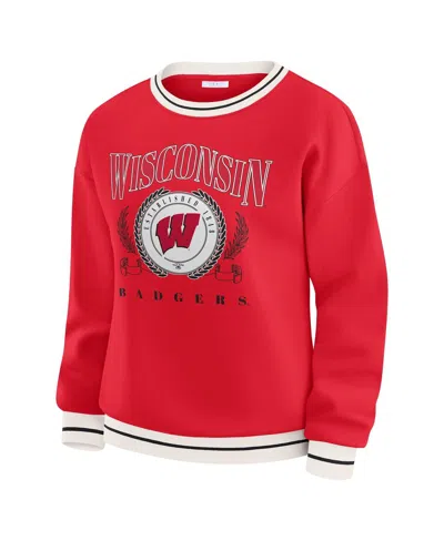 Wear By Erin Andrews Women's Red Wisconsin Badgers Seal Sweatshirt In Red
