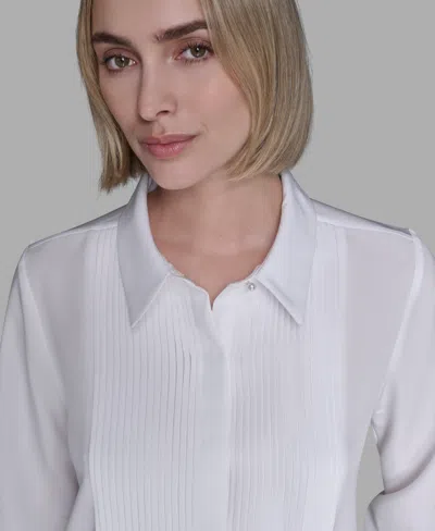 Karl Lagerfeld Rhinestone Bib Shirt In White