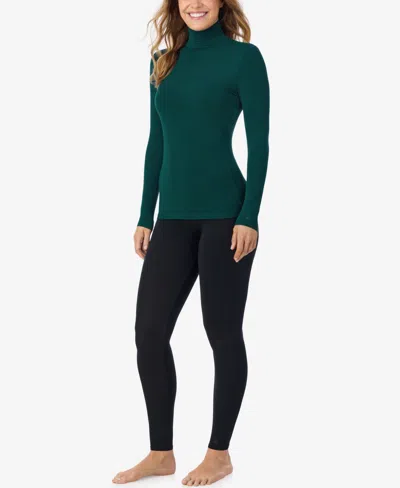 Cuddl Duds Petite Turtleneck Long Sleeve Top In Green