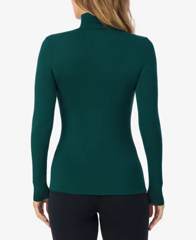 Cuddl Duds Petite Turtleneck Long Sleeve Top In Green
