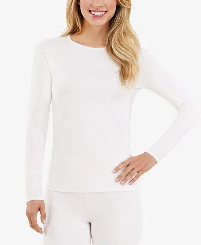 Cuddl Duds Petite Climatesmart Crewneck Top In White