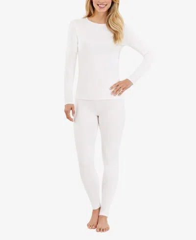 Cuddl Duds Petite Climatesmart Crewneck Top In White