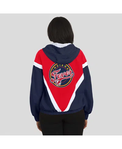 Wear By Erin Andrews Women's Blue/red Indiana Fever Color Block Full-zip Windbreaker Jacket In Blue