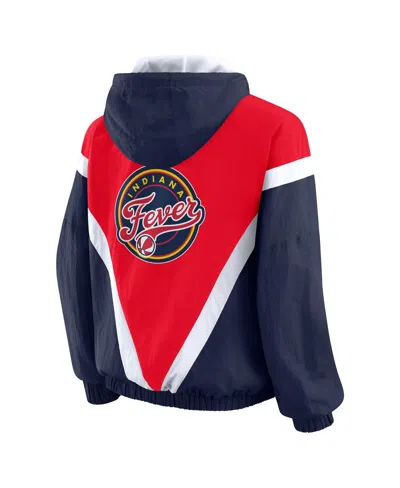 Wear By Erin Andrews Women's Blue/red Indiana Fever Color Block Full-zip Windbreaker Jacket In Blue