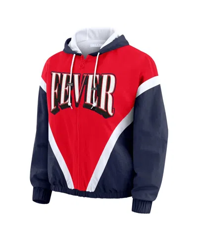 Wear By Erin Andrews Women's Blue/red Indiana Fever Color Block Full-zip Windbreaker Jacket In Blue