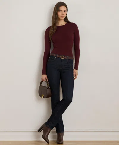 Ralph Lauren Cotton-blend Long-sleeve Top In Burgundy