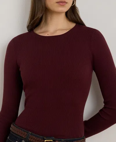 Ralph Lauren Cotton-blend Long-sleeve Top In Burgundy