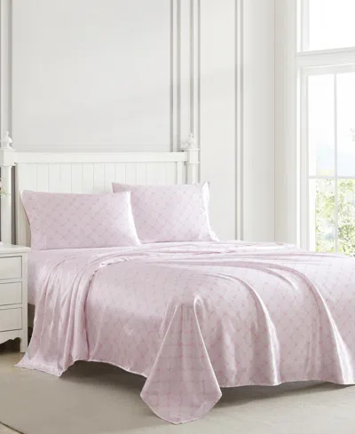Laura Ashley Printed Satin 4-pc. Sheet Set, Queen In Pink