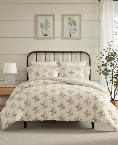 Laura Ashley Jessika Printed Flannel 2-pc. Comforter Set, Twin In Neutral