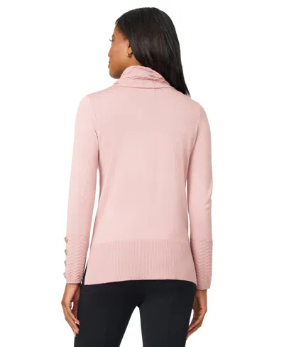 Melissa Paige Women's Chevron-trimmed Cowl-neck Sweater In Pink