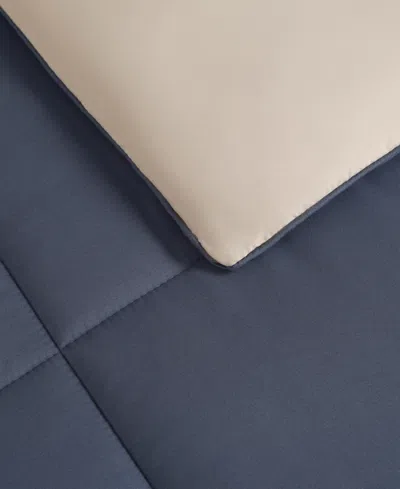 Lucky Brand Box Stitch Reversible Comforter Set In Blue