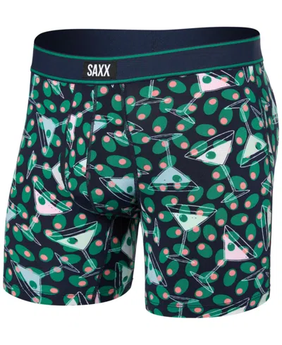 Saxx Men's Daytripper Moisture-wicking Printed Boxer Briefs In Green