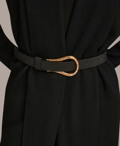 Donna Karan Women's Belted Open-front Cardigan In Black