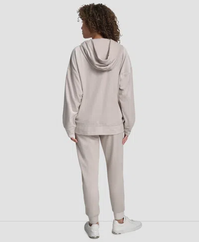 Dkny Women's Velvet Drawstring Hoodie In Gray