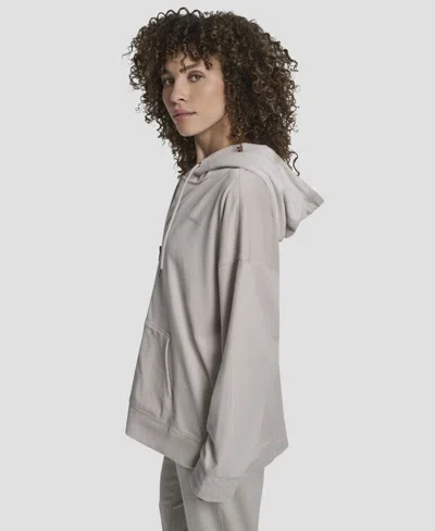 Dkny Women's Velvet Drawstring Hoodie In Gray
