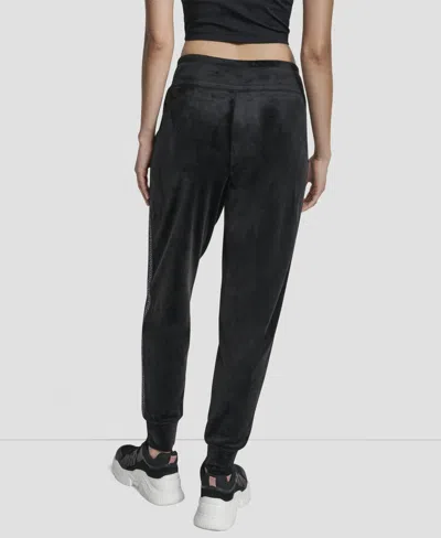 Dkny Women's Velour Mid-rise Slim Pants In Black