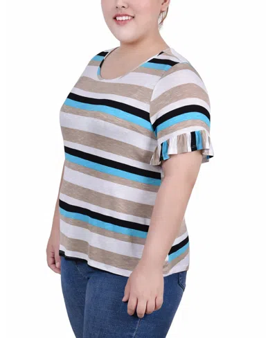 Ny Collection Plus Size Short Bell Sleeve Top In Multi