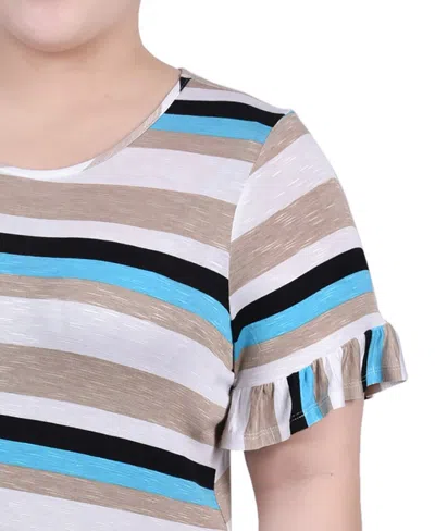 Ny Collection Plus Size Short Bell Sleeve Top In Multi
