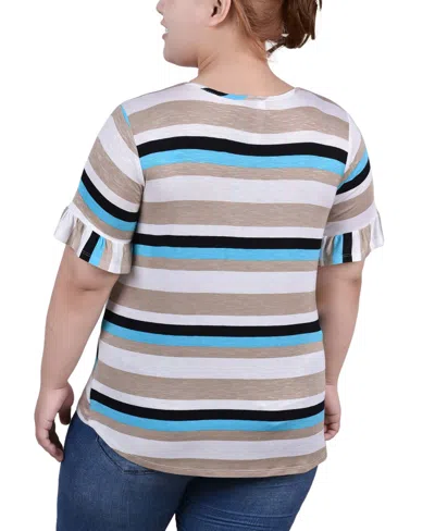 Ny Collection Plus Size Short Bell Sleeve Top In Multi