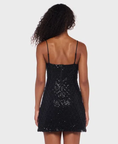 Alex & Sophia Juniors' Strappy Sequin Embellished V-neck Short Dress In Black