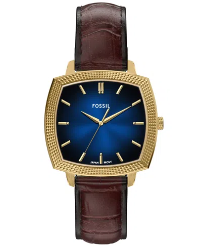 Fossil Unisex Nick Jonas X Machine Luxe Vignette Brown Croco Leather Watch, 37mm In Brown