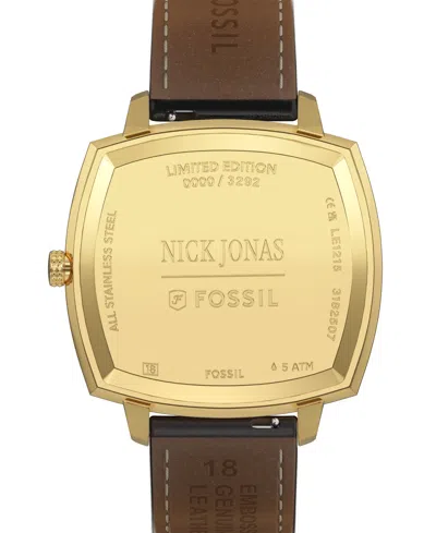 Fossil Unisex Nick Jonas X Machine Luxe Vignette Brown Croco Leather Watch, 37mm In Brown