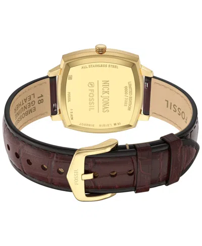 Fossil Unisex Nick Jonas X Machine Luxe Vignette Brown Croco Leather Watch, 37mm In Brown