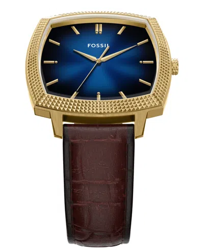 Fossil Unisex Nick Jonas X Machine Luxe Vignette Brown Croco Leather Watch, 37mm In Brown