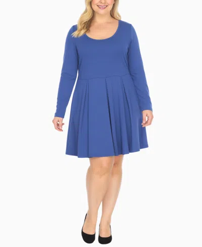 White Mark Plus Womens Pleated Textured Mini Dress In Blue