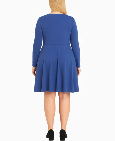 White Mark Plus Womens Pleated Textured Mini Dress In Blue