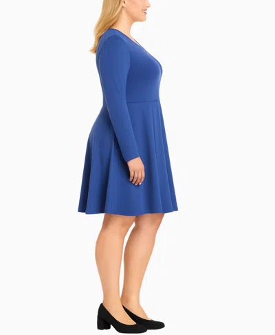 White Mark Plus Womens Pleated Textured Mini Dress In Blue