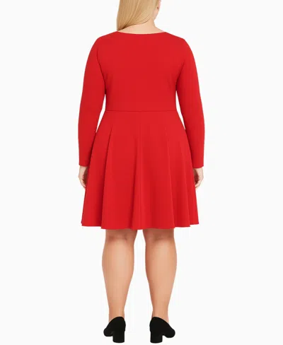 White Mark Plus Womens Pleated Textured Mini Dress In Red