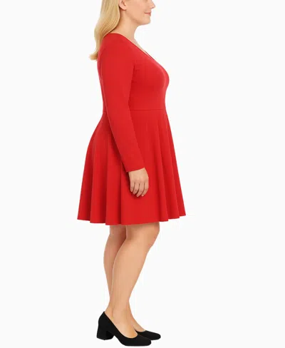 White Mark Plus Womens Pleated Textured Mini Dress In Red