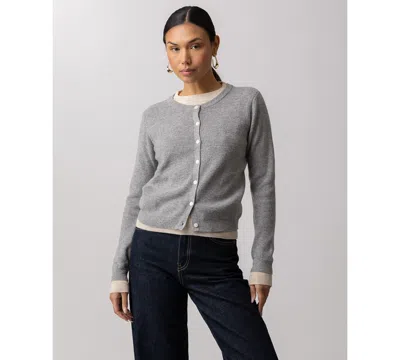 Line & Dot Women's Hutch Double Layer Long-sleeve Cardigan Sweater In Gray