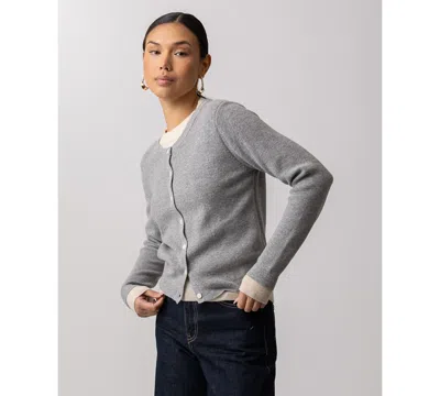 Line & Dot Women's Hutch Double Layer Long-sleeve Cardigan Sweater In Gray