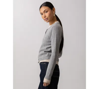 Line & Dot Women's Hutch Double Layer Long-sleeve Cardigan Sweater In Gray