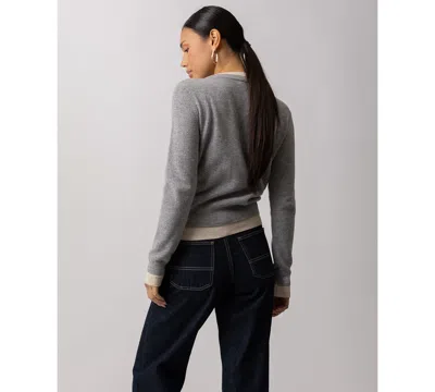 Line & Dot Women's Hutch Double Layer Long-sleeve Cardigan Sweater In Gray