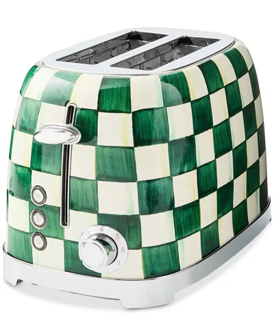 Mackenzie-childs Mackenzie Childs Emerald Check 2-slice Toaster In Green