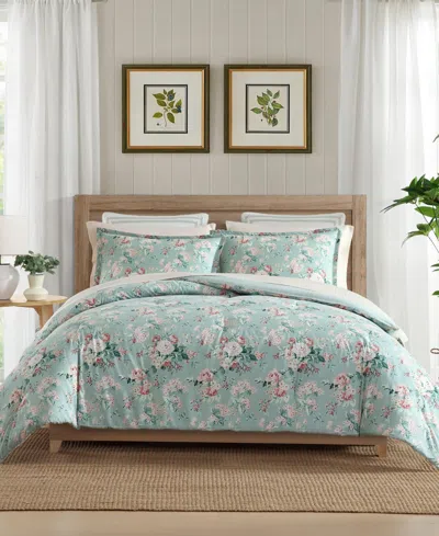 Laura Ashley Rosemoore Face Cotton 3-pc. Comforter Set, King In Green