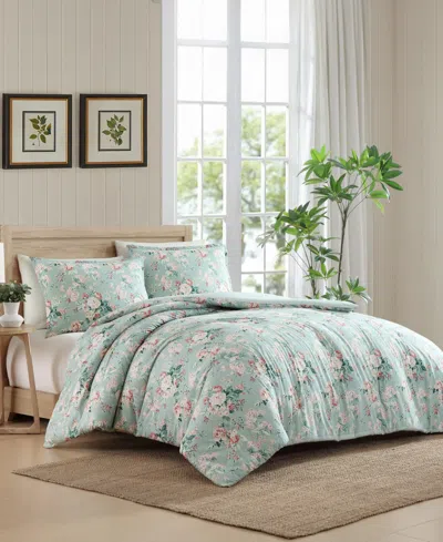 Laura Ashley Rosemoore Face Cotton 3-pc. Comforter Set, King In Green