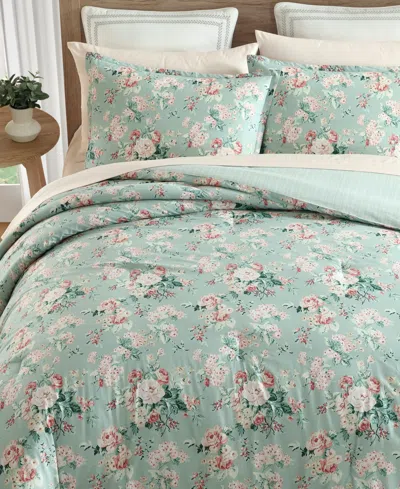 Laura Ashley Rosemoore Face Cotton 3-pc. Comforter Set, King In Green
