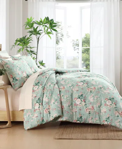 Laura Ashley Rosemoore Face Cotton 3-pc. Comforter Set, King In Green