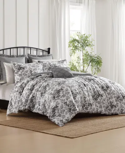 Laura Ashley Toile Delight Cotton 5-pc. Comforter Bonus Set, Twin In Gray
