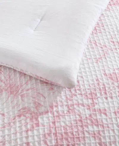 Laura Ashley Delphine Poly Waffle 3-pc. Comforter Set, King In Pink