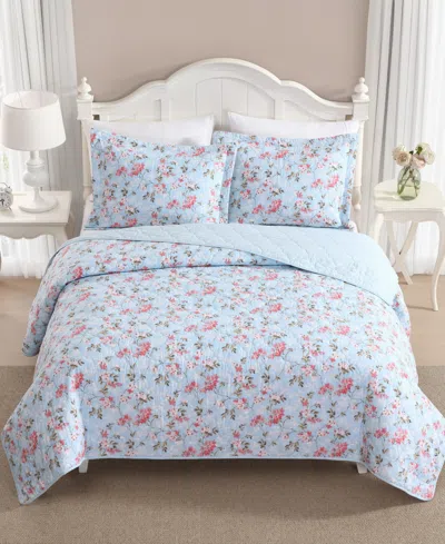 Laura Ashley Blissful Dream Cotton 2-pc. Quilt Set, Twin In Blue