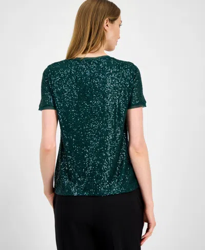 Anne Klein Women's Sequined T-shirt In Green